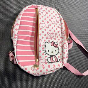 Hello Kitty Pink Polka Dot & Stripe Mini Backpack For Kids With Adjustable Strap
